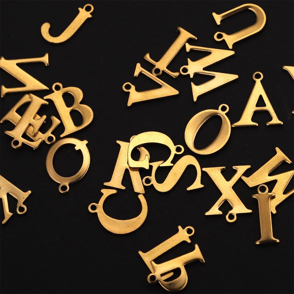 

100 Pieces Type Random Bracelet Pendants Jewellery Alphabet Letter Pendant DIY Crafting Handmade Handicraft Gold