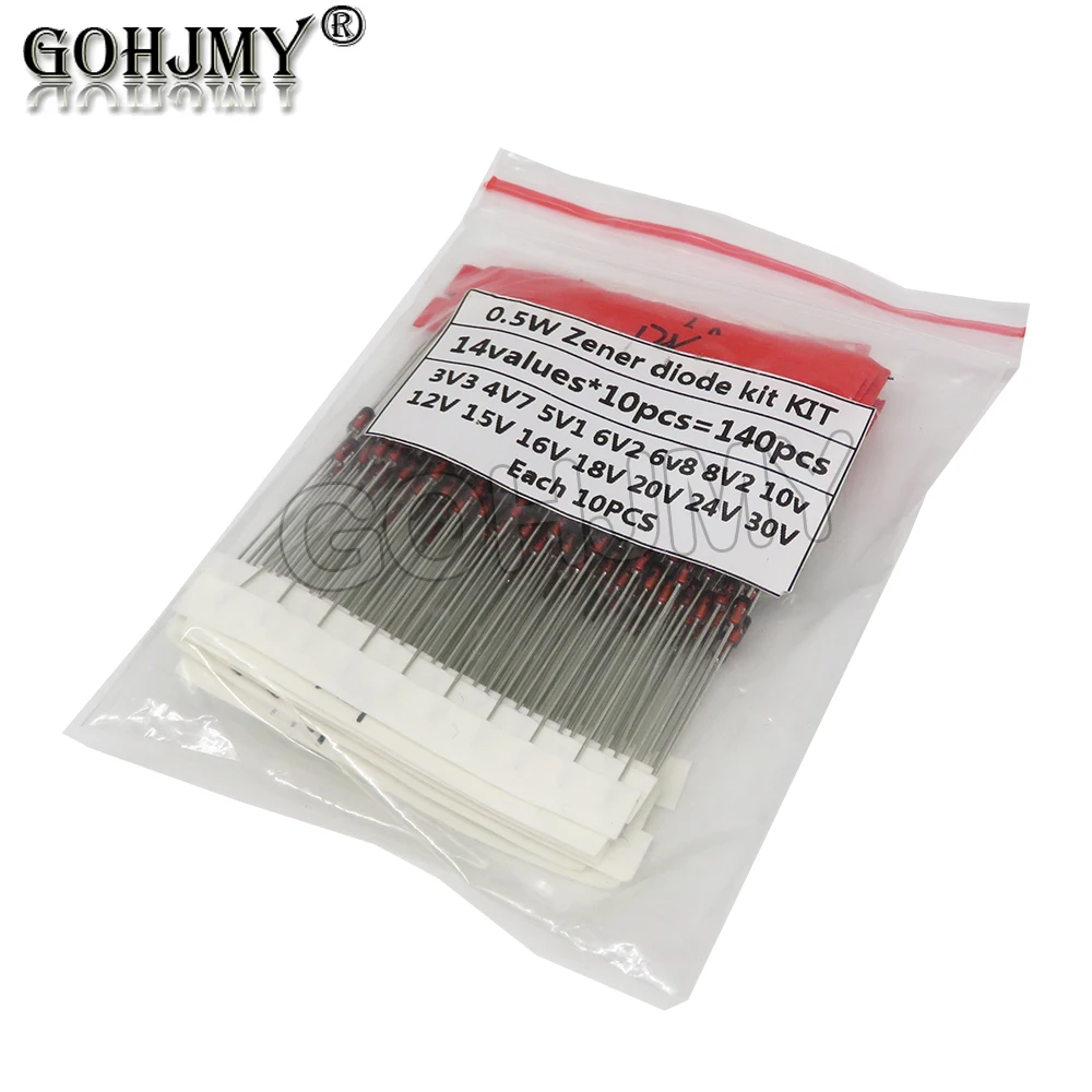 150 шт. 15 значений * 10 шт. 1 Вт набор диодов Зенера DO-41 3 в-30 в фотолампа с стабильным давлением 3 в 3,9 В 4,7 В 6,2 в 10 в 12 В 15 в