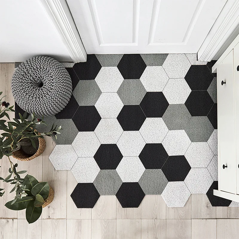 

Nordic Cut Printed Doormat Carpet Home PVC Silk Loop Floor Entrance Mats Carpet Living Room Bedroom Bathroom Non-Slip Door Mats