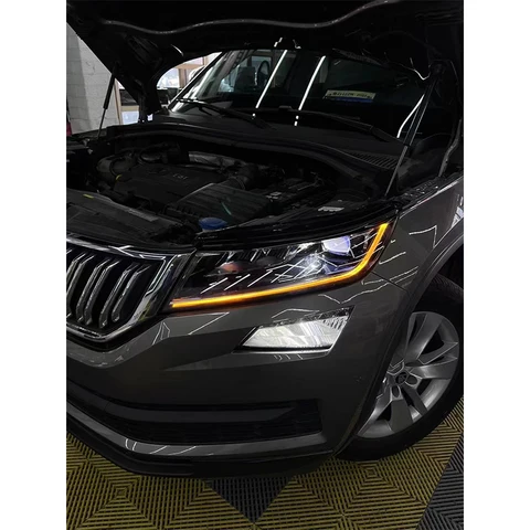 Передняя лампа в сборе для Skoda Kodiaq 2016-2020 светодиодный DRL дневные ходовые огни сигнал поворота автомобиш