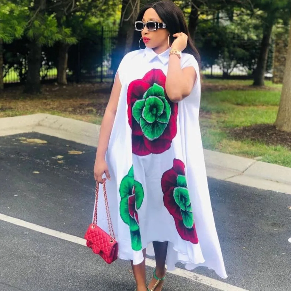 

Женское длинное свободное платье с цветочным принтом, большие размеры, лето 2023