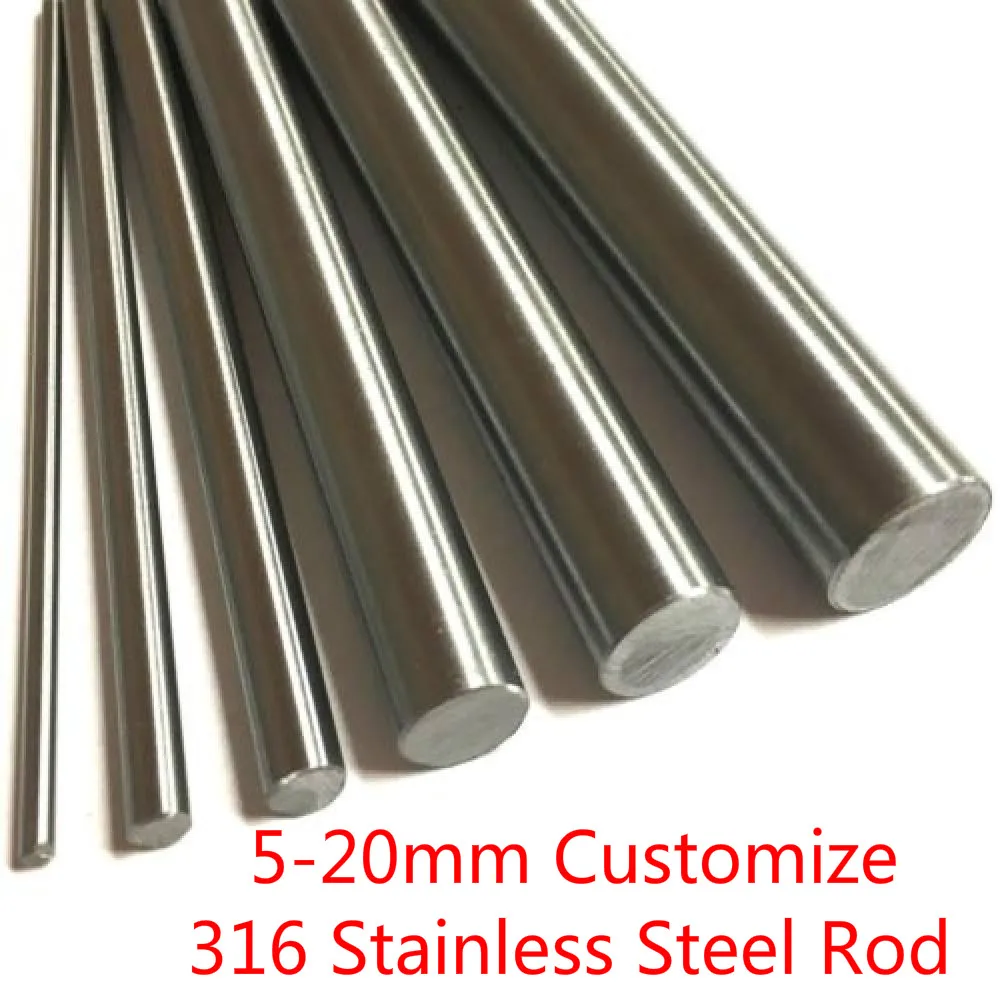 2pc 316 Stainless Steel Rod 5mm 6mm 7mm 8mm 10mm12mm 15mm Shaft Rod Bar Stock Linear Round Bars Ground Stock 400/500mm