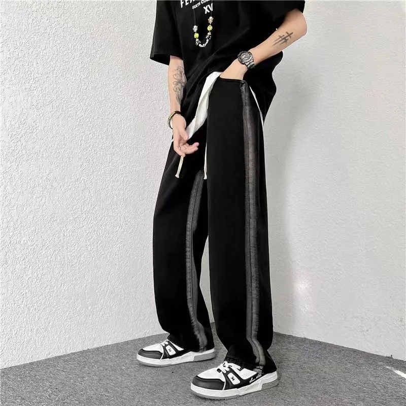 High Street New Men's Pants Spring and Autumn Male Straight Denim Pants Baggy Jeans Wide Leg Trousers Korean Street Fashion