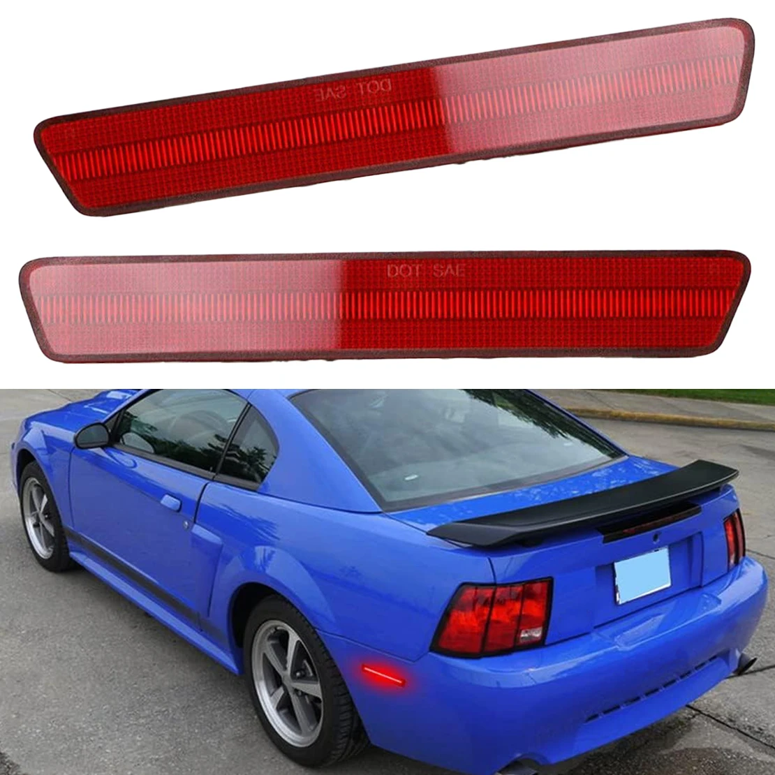

XR3Z-15A448-AA 1 Pair Red Lens Rear Bumper LED Side Marker Light Fender Turn Signal Lamp Fit for Ford Mustang 1999 2000-2004