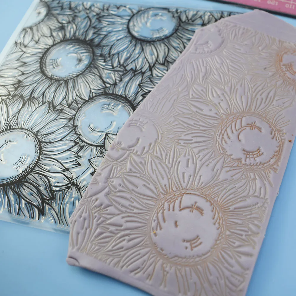 Полный шаблон подсолнуха глина штамп текстура 3D тиснение впечатление Коврик