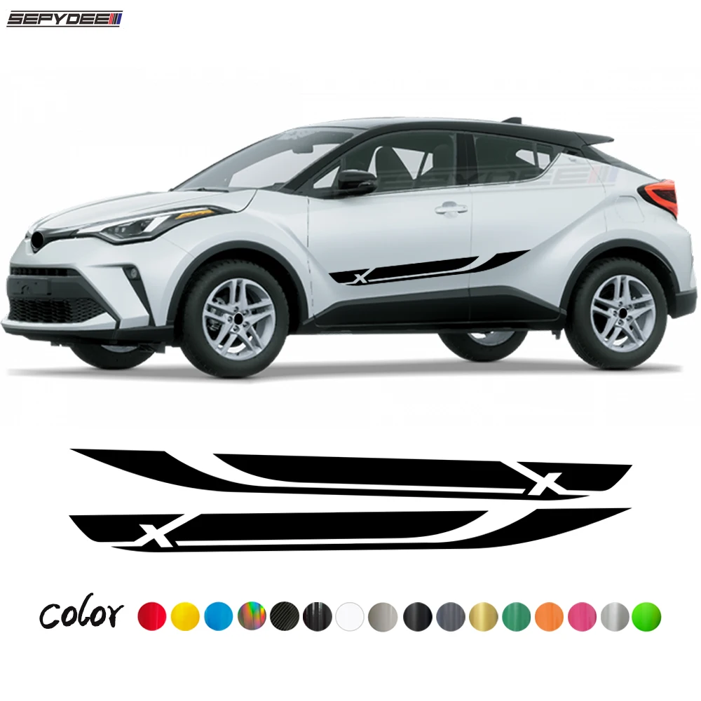 

2 шт., виниловые наклейки на автомобильные двери и боковые юбки