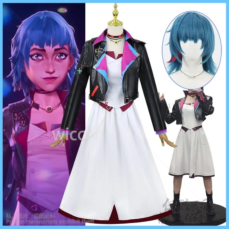 Аниме игра фильм Arcane LOL косплей костюм Jinx вечерние танцевальное платье парик