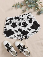 knot waist cow print shorts