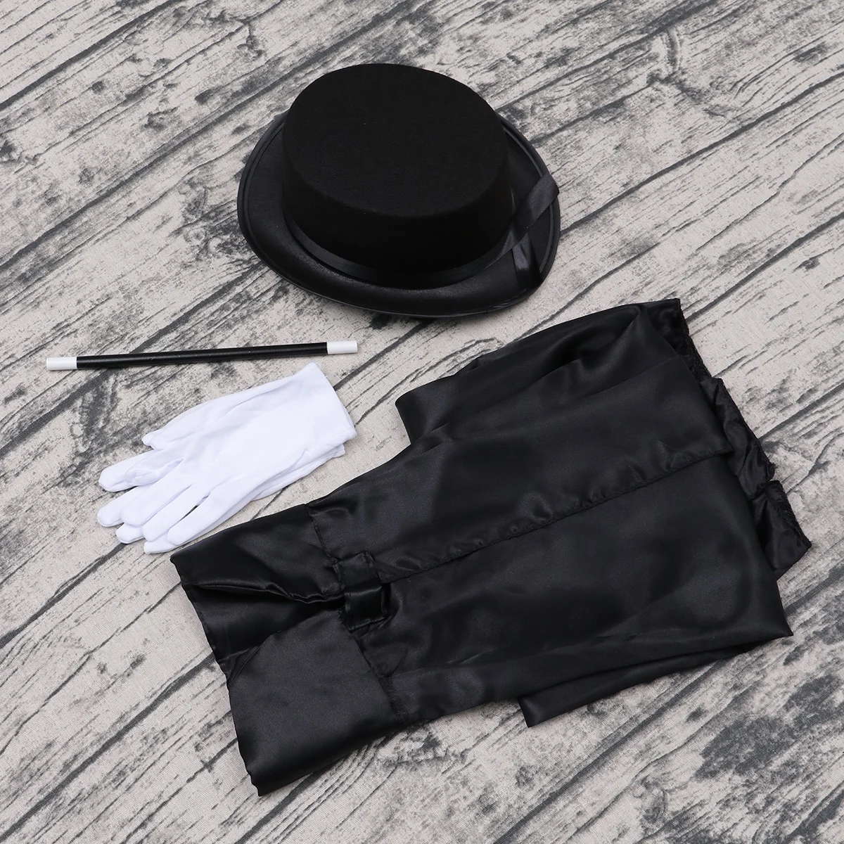 5PCS Black and White Dress-Up Role Play Magician Clothes Magician Costume Magician Outfit for Masquerade Halloween Performance images - 6