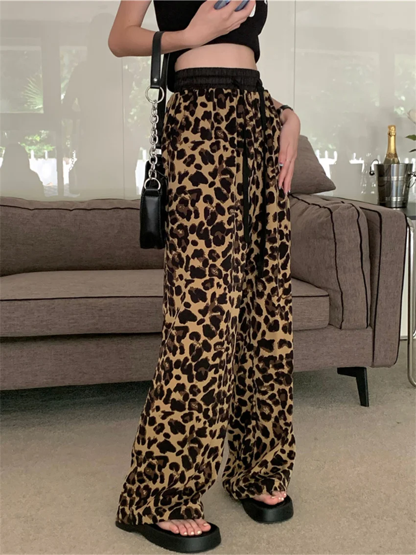 Летние леопардовые брюки PLAMTEE женские прямые повседневные штаны с принтом