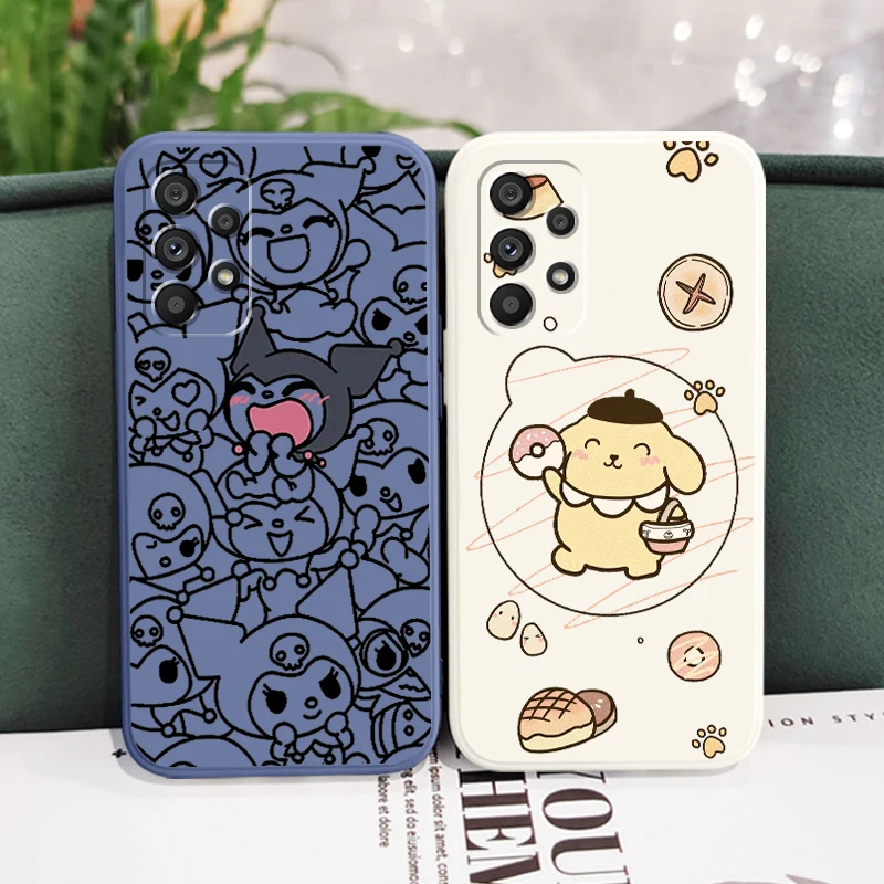 

Kulome My Melody Pochacco Phone Case For Samsung A73 A53 A52 A33 A32 A23 A22 A71 A51 A21S A03S A50 A30 5G Liquid Rope Funda