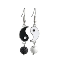 2022 black white yin yang taichi pendant drop earring for women girls fashion beads aesthetic dangle earring trendy geometric
