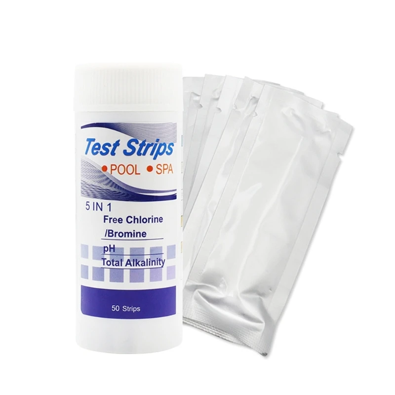 

K1MF 50Pcs Water Test Strips 5-in-1 Aquarium- Water Quality Test Strips for Check