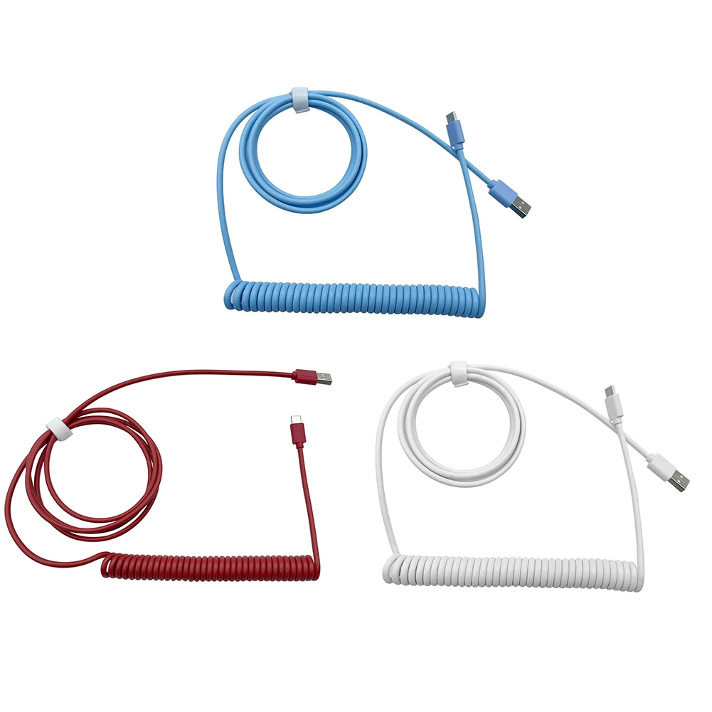 

Удлинительный кабель, спиральный зарядный кабель с разъемом USB Type-C на пружину, аксессуары для механической клавиатуры, кабель для передачи ...
