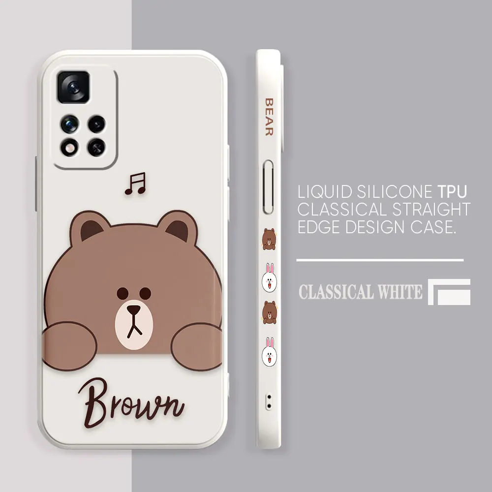 Phone Case For Redmi Note 12 11 11T 11R 11S 10 9T 8 7 PRO PLUS 4G 5G Simple Case Cover Fundas Cqoues Shell Capa Cute Brown Bear