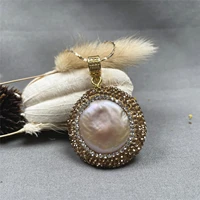 european and american fashion style natural button pearl pendant short ladies necklace simple jewelry