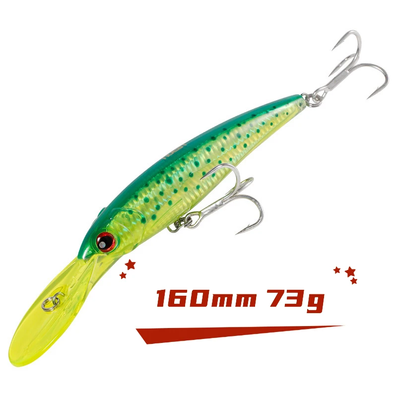

Noeby Trolling Minnow Fishing Lures 160mm/73g 3D Eyes Floating Slow Sinking Wobblers Artificial Bait for Sea Bass