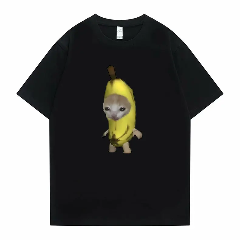 

Funny Banana Cat Meme Graphic Tshirt Men Women 100% Cotton T-shirts Men's Anime Harajuku Short Sleeve Cute Tops Kawaii T Shirts