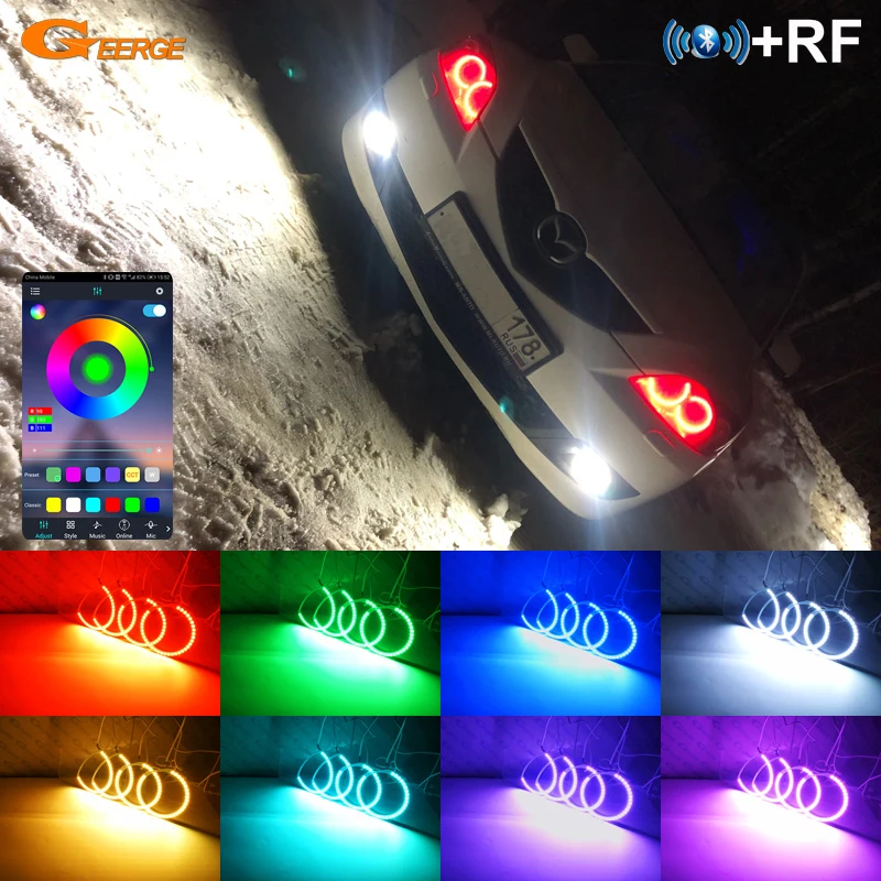 

Для Mazda 3 Mazda3 BK 2003 2004 2005 2006 2007 2008 RF Remote BT App Многоцветный ультра яркий RGB светодиодный комплект «Ангельские глазки»