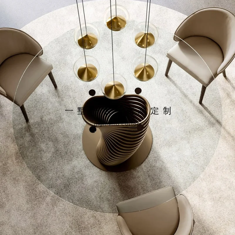 nowoczesny lekki luksusowy design domowy salon kreatywny metalowy łuk stalowa rama okrągły szklany stół do jadalni