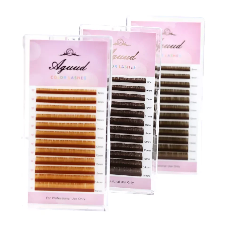 

NEW2023 Eyelash Extension Brown Light Brown Dark Brown Color Individual Eyelash Colour Eyelashes Russian Volume Silk Lashes