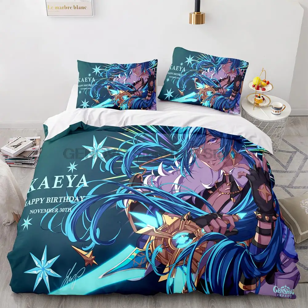 

Genshin Impact Bedding Set Single Twin Full Queen King Size Game Anime Bed Set Aldult Kid Bedroom Duvetcover Sets 3D Print 041