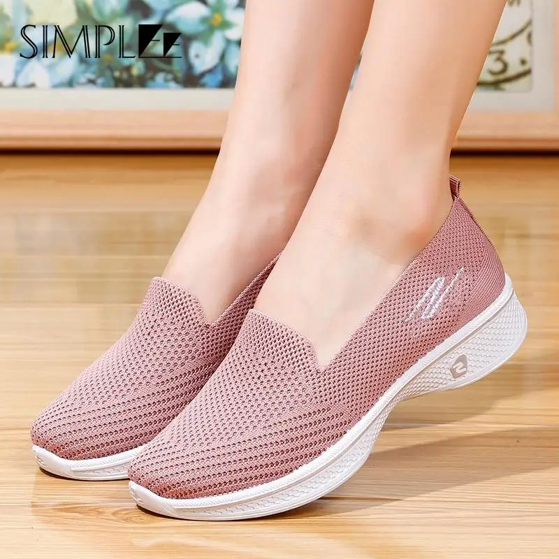 Fashion Women Sports Shoes Soft Sole Flats Ladies Breathable Slip On Loafers Casual Walking Shoe Woman Sneakers Zapatillas Mujer