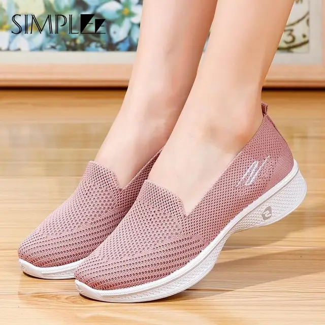 Fashion Women Sports Shoes Soft Sole Flats Ladies Breathable Slip On Loafers Casual Walking Shoe Woman Sneakers Zapatillas Mujer 1