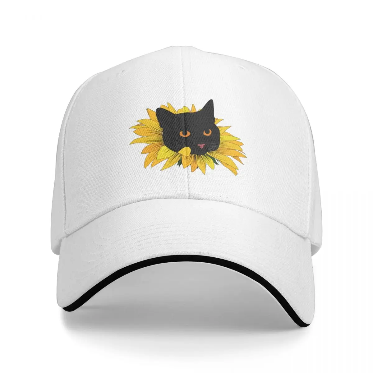 

2023 New Black Cat Popping Out Of A Sunflower Bucket Hat Bucket Hat Baseball Cap Horse Hat Boy Cap Women's