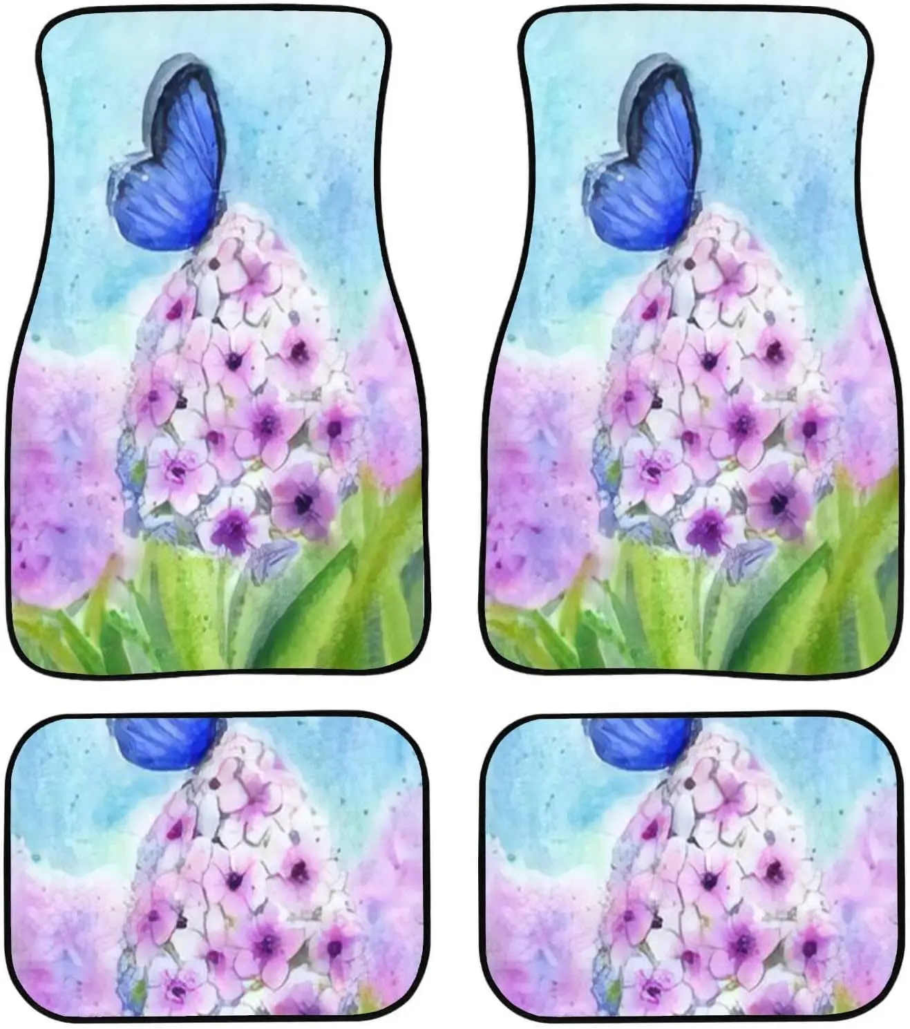 Автомобильные коврики Нескользящие резиновые напольные с акварельным рисунком