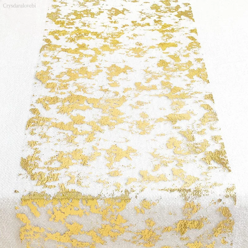 

Table Runner, Sparkling Polyester Tulle Ribbon Roll with Gold Foil,Birthday Party Wedding Christmas Decor