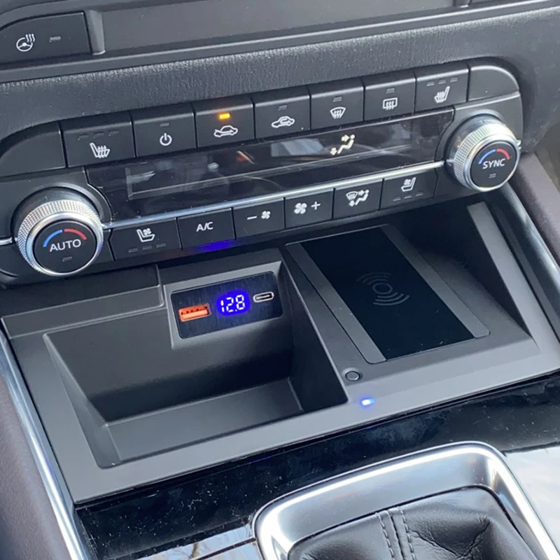 

Автомобильное беспроводное зарядное устройство QI, 15 Вт, панель для быстрой зарядки для Mazda CX5 CX-5 2017 2018 2019 2020 2021, аксессуары