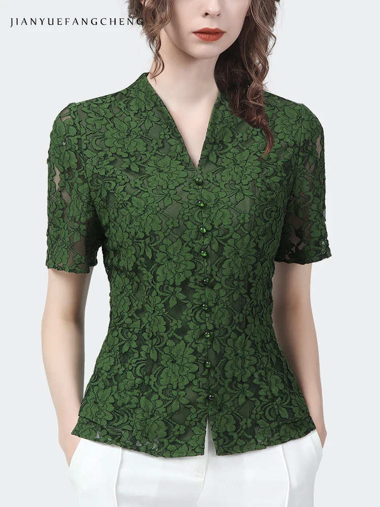 

Блузка Женская атласная с коротким рукавом, элегантная приталенная рубашка с черным принтом, с перекрестным V-образным вырезом, топ асимметричный с боковыми пуговицами, на лето