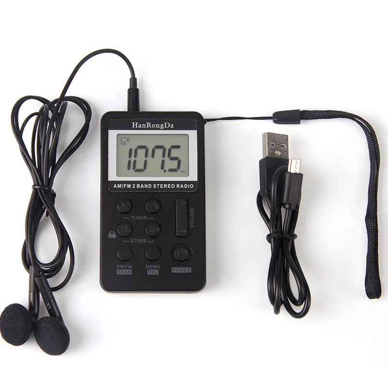

2022 Mini AM/FM Radio Portable Digital Dual Band Display MP3 Mini Receive radio With HiFi Earphone