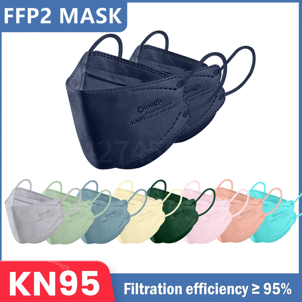 Elough FFP2 маска корейский KN95 Рыба Маска fpp2 одобрено 4 слоя 10-100 шт взрослые Mascarillas