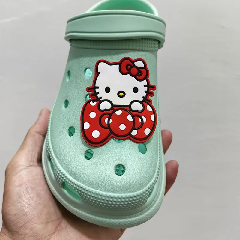 Милые хлопковые подвески для обуви MINISO Hello Kitty красный галстук-бабочка сабо