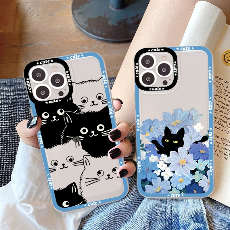 

Cute black cat Phone Case for iPhone 11 12 13 Mini Pro Max 14 Pro Max Case shell