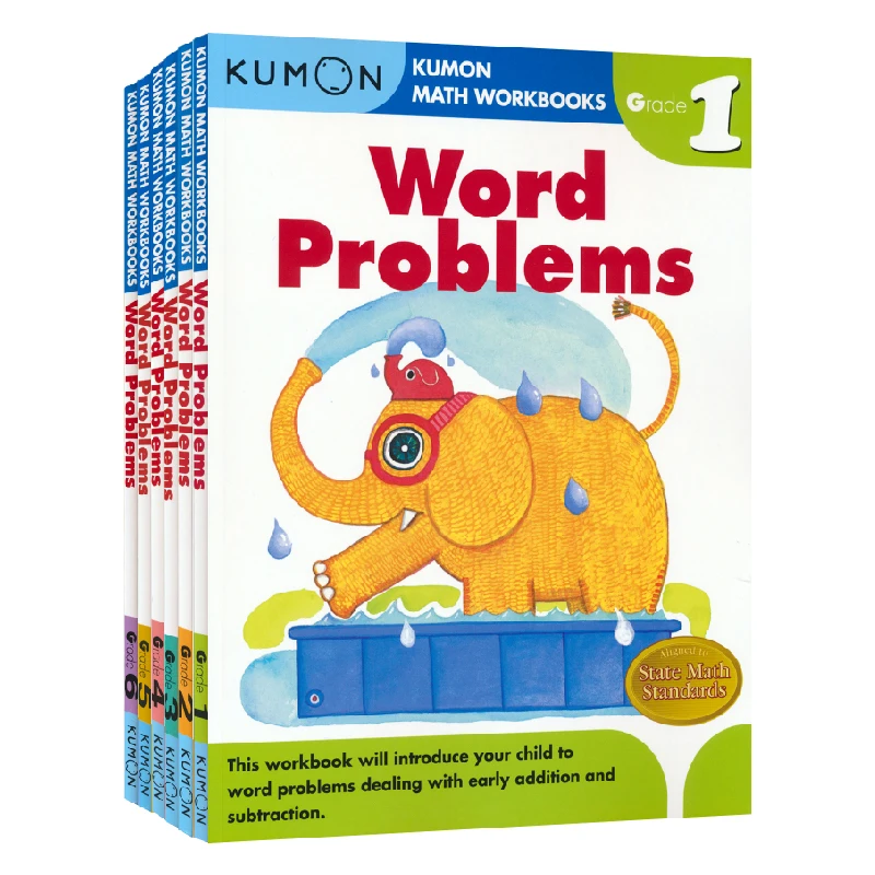 

Primary School Thinking Training6 Books/Set Kumon Math Workbooks Word Problems G1-G6 Exercises English Application Problems