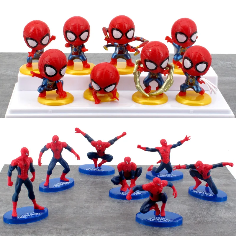 

Marvel The Avengers Spider Man Doll Q Version Cartoon The Amazing Spider-Man Action Figure Model Toy Car Ornament Kids Xmas Gift