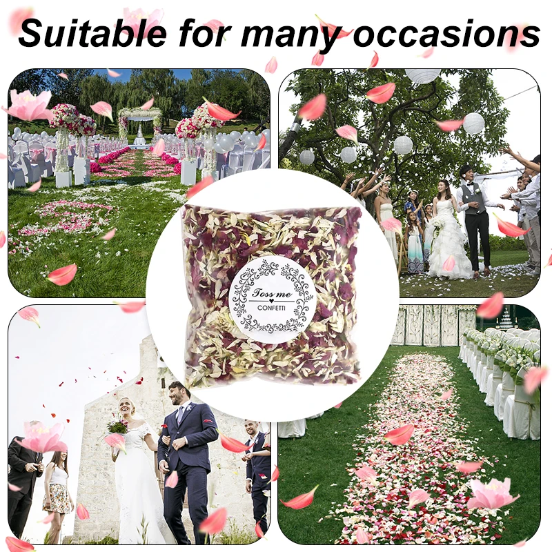 natural wedding confetti 10 50 packs dried flowers color rose petals sprinkle flower pop for wedding party biodegradable decor free global shipping