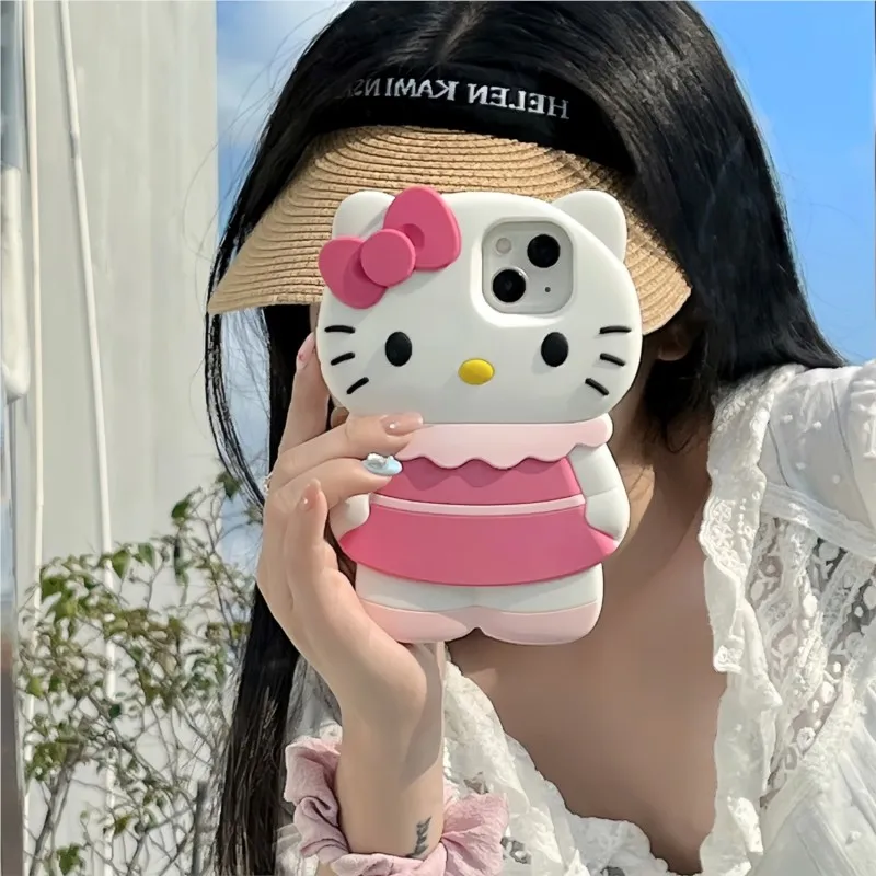 

Cartoon Three-dimensional Cute Cat Silicone Phone Case Suitable for iPhone 14 13 12 11 Pro Max Fall Protection Soft Case