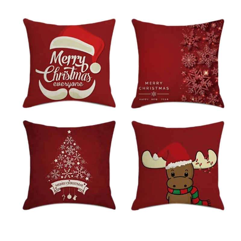 

4 шт. рождественские олени Квадратные наволочки домашний декор льняные наволочки для подушек наволочки для дивана с узором автомобиля 45x45 с...