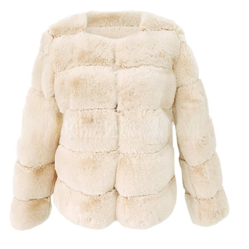 2022 Winter Imitation Fur Women Clothing Short Coat Imitation Fox Fur Horizontal Splicing Slim Artificial Fur Jackets for Women