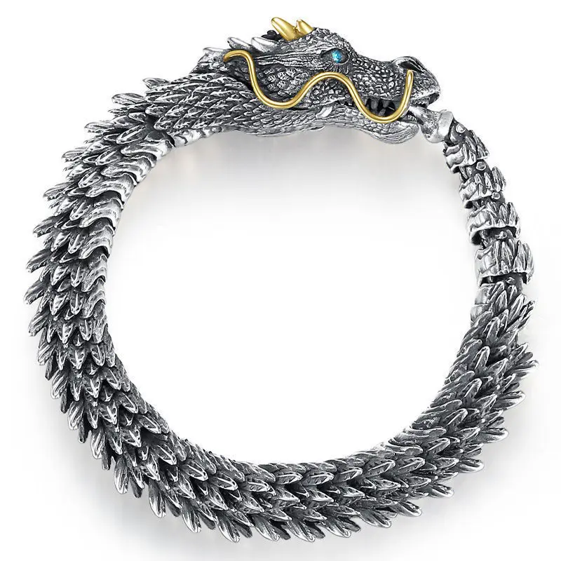 

Dragon Bracelet for Men Domineering Handmade Metal Bracelet China Cultural Symbol Chinese Dragon Jewelry Creative Men Gift