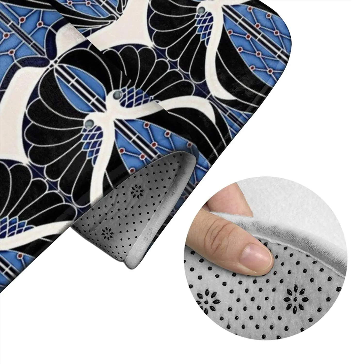 

Peacocks Blue Art Nouvea Bathroom Mat Sets 3 Piece Set Rugs Memory Foam Mat Set Toilet Seat Cover Bath Mat lid Cover