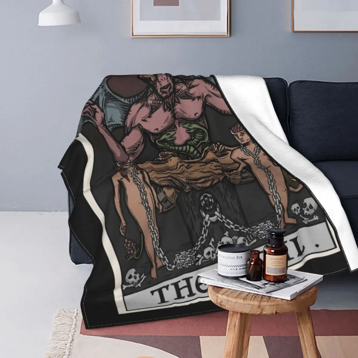

Tarot Halloween Gothic Satanic Witch Pattern Blanket Flannel All Season Beast Lightweight Blanket for Home Sofa Bed Cover