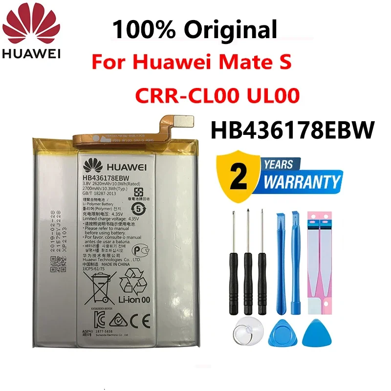 

New Original HB436178EBW 2700mAh Li-ion battery For HUAWEI Mate S MateS CRR-CL00 CRR-UL00 Smart Mobile Phone + Free Tools