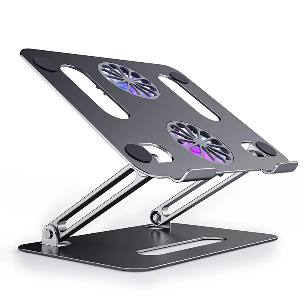 

Dual fan Adjustable Laptop Stand Aluminum alloy Ergonomic Portable Low Noise Free Lift Cooling Bracket For Laptop Macbook