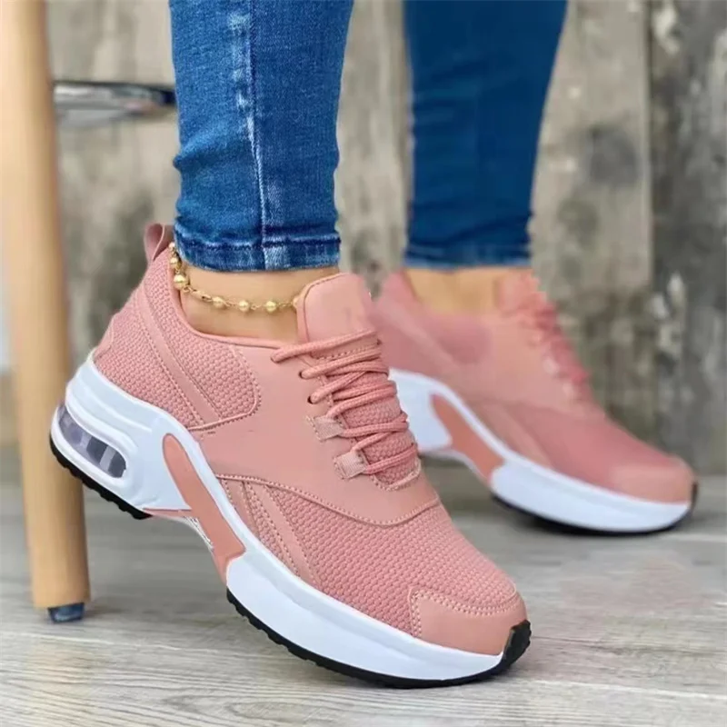 Ladies Sneakers Spring and Autumn New Lace Up Wedge Platform Shoes 2023 Ladies Outdoor Fashion Air Cushion Casual Runing Shoes
