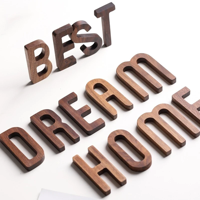 

Nordic Alphabet Letter Decoration Black Walnut Wooden Scrabble Letters To Wall English Doorplate Irregularity Decorate